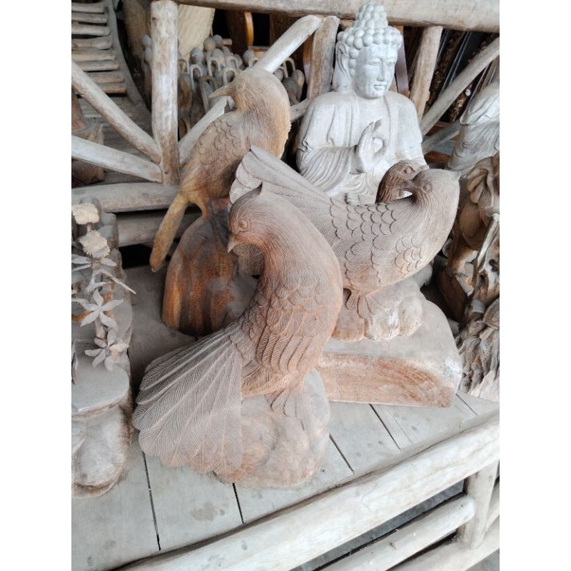 PATUNG KAYU BURUNG MERPATI PATUNG MERPATI PAJANGAN HIASAN MERPATI