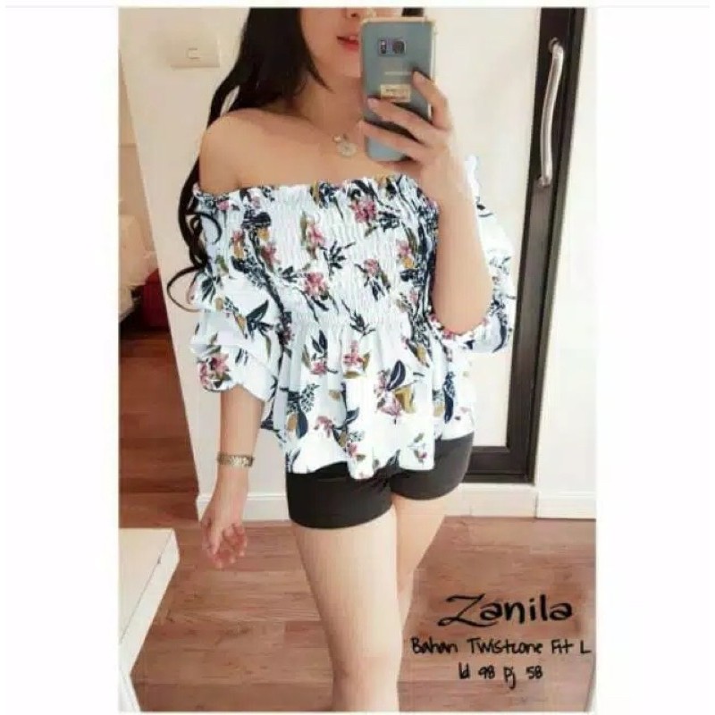 MP sabrina Zanila Kerut / Atasan Sabrina wanita terbaru / blouse wanita murah