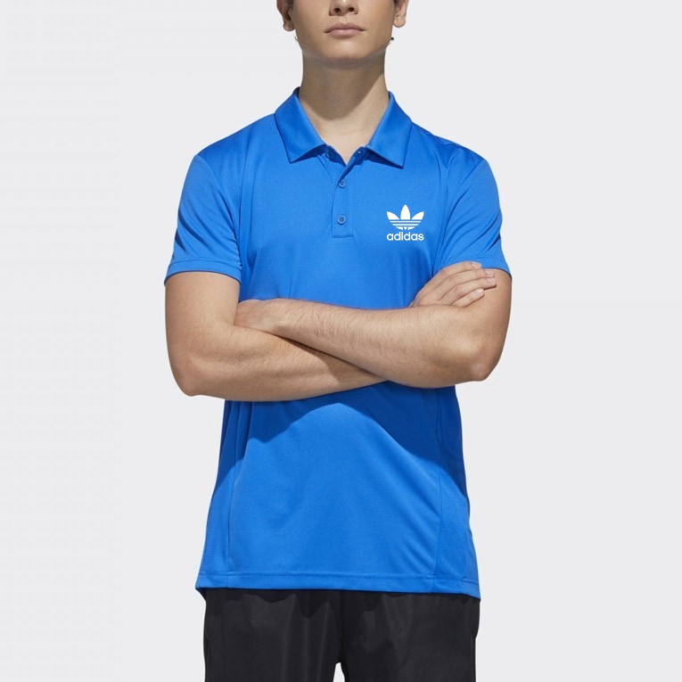 Baju kerah polo shirt adidas logo bordir premium warna biru | polo shirt pria dewasa murah | atasan kaos pria | baju adidas