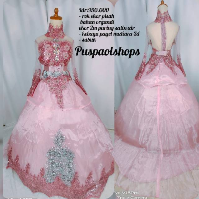 Gaun pengantin 3d pink salem/ rose gold