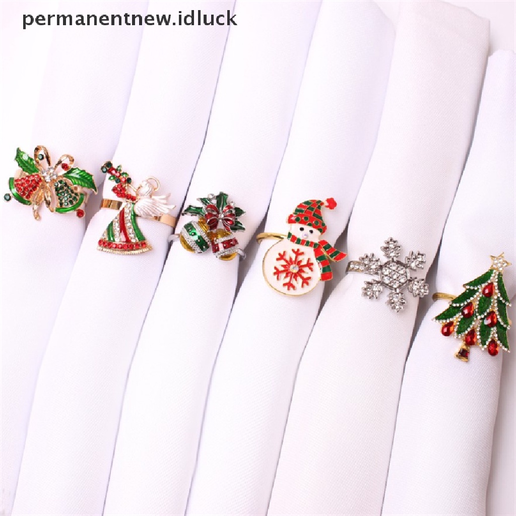 Cincin Holder Serbet Desain Rusa Natal Bahan Metal Untuk Dekorasi Meja Rumah