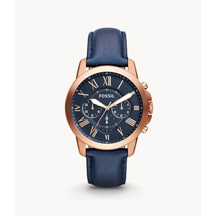 Jam Tangan Fossil FS4835IE Grant Chronograph Navy Leather