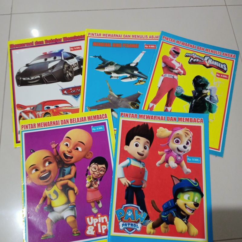 buku paket isi 5 buku, buku mewarnai untuk anak laki laki A4(21×30cm)