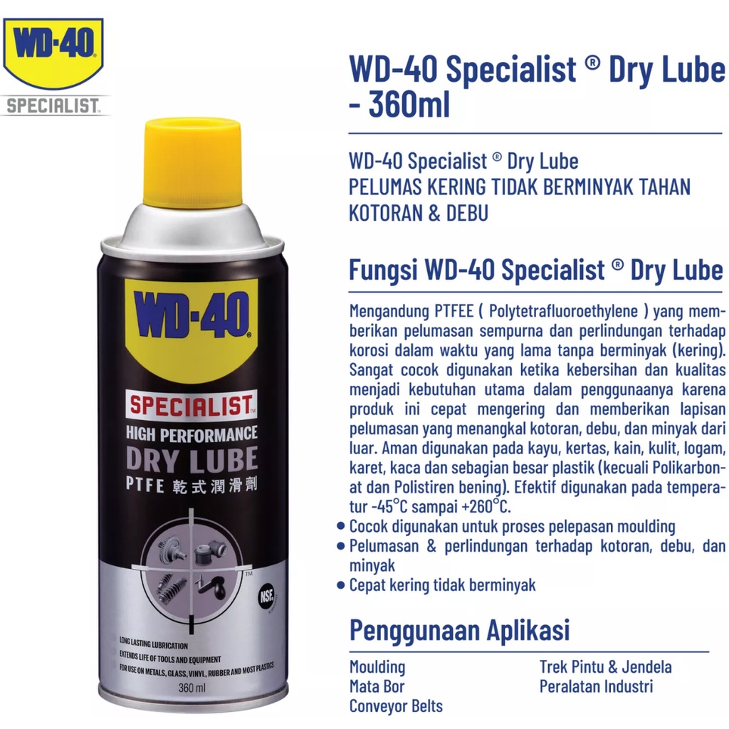 Pelumas Anti Karat WD 40 Dry Lube WD40 Melindungi Rantai Motor Sepeda Engsel Bor Gergaji Metal Tools