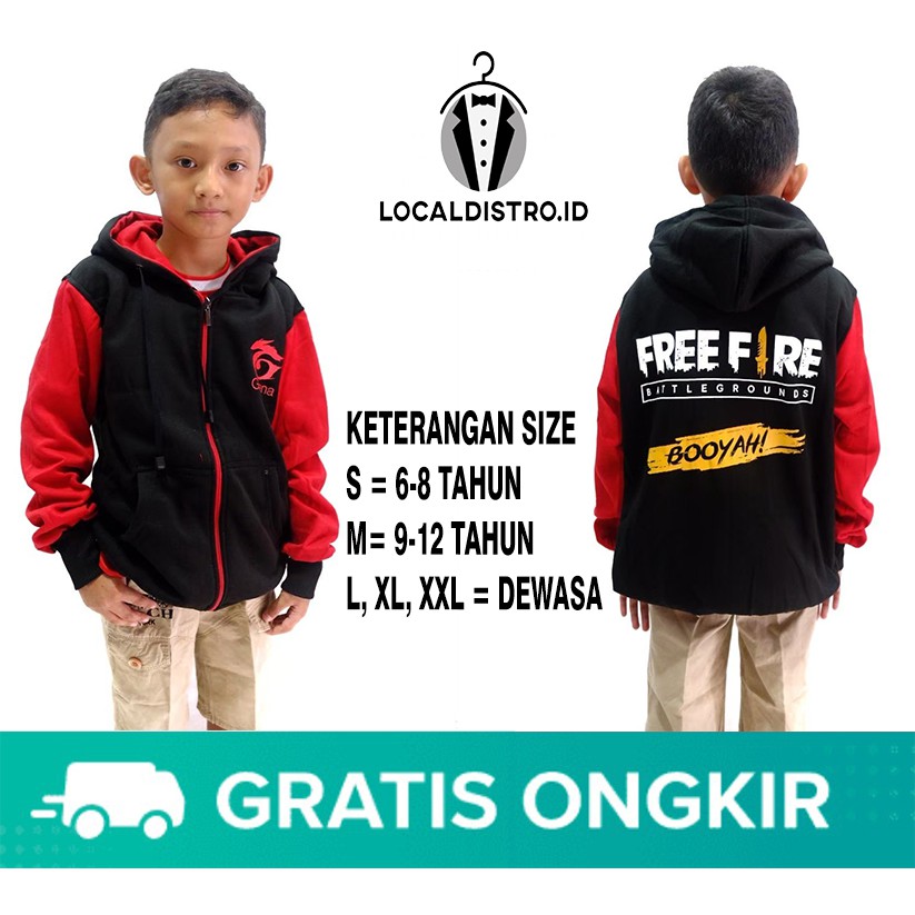 (Cod) Jaket Game Freefire Anak Dan Dewasa / Sweater Hoodie Freefire Game Arena Indonesia Tebal