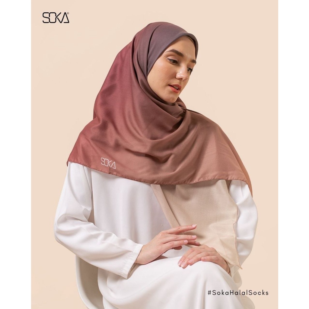 Soka Gradient Hijab (4 Color Gradient ) Segi Empat - Scarf Syarii