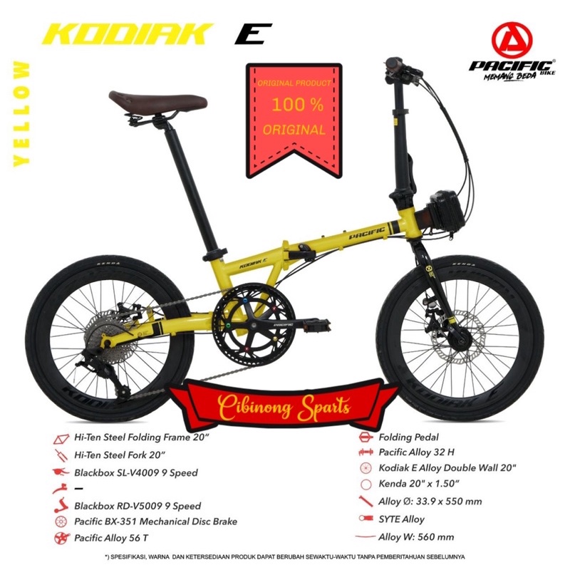Sepeda 20 Lipat Pacific Kodiak E 9Speeds Cakram New 2021