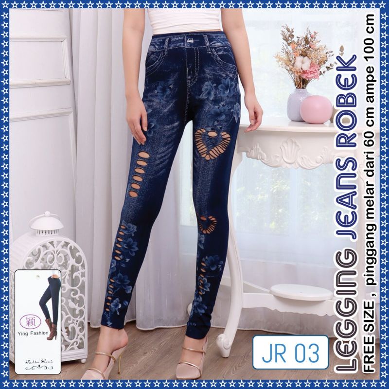 Legging Jeans Ripped Import/Legging bolong import/Legging Jeans import Wanita