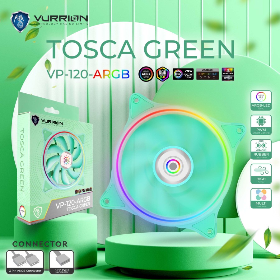 VURRION VP-120 ARGB TOSCA GREEN 120mm - Case Fan