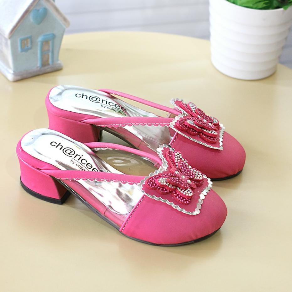 Modern.. Sandal anak perempuan hak tahu bapau kaca motif kupu-kupu DL-05