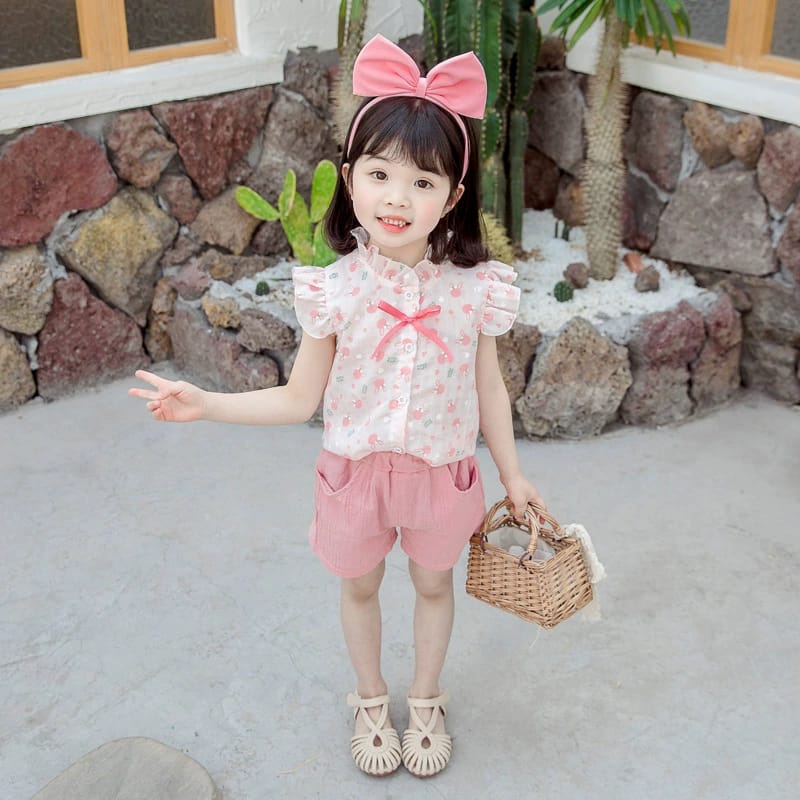 Promo !! Setelan anak cewek lucu / setelan softy pink head bunny ukuran 2-4tahun / Setelan import anak trendy