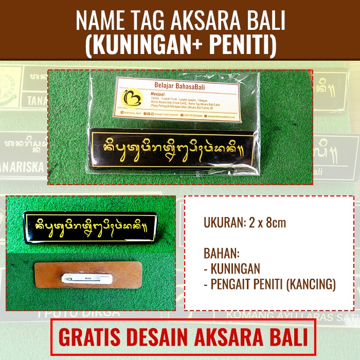 

Nametag Aksara Bali (model 2) Akrilik + PENITI