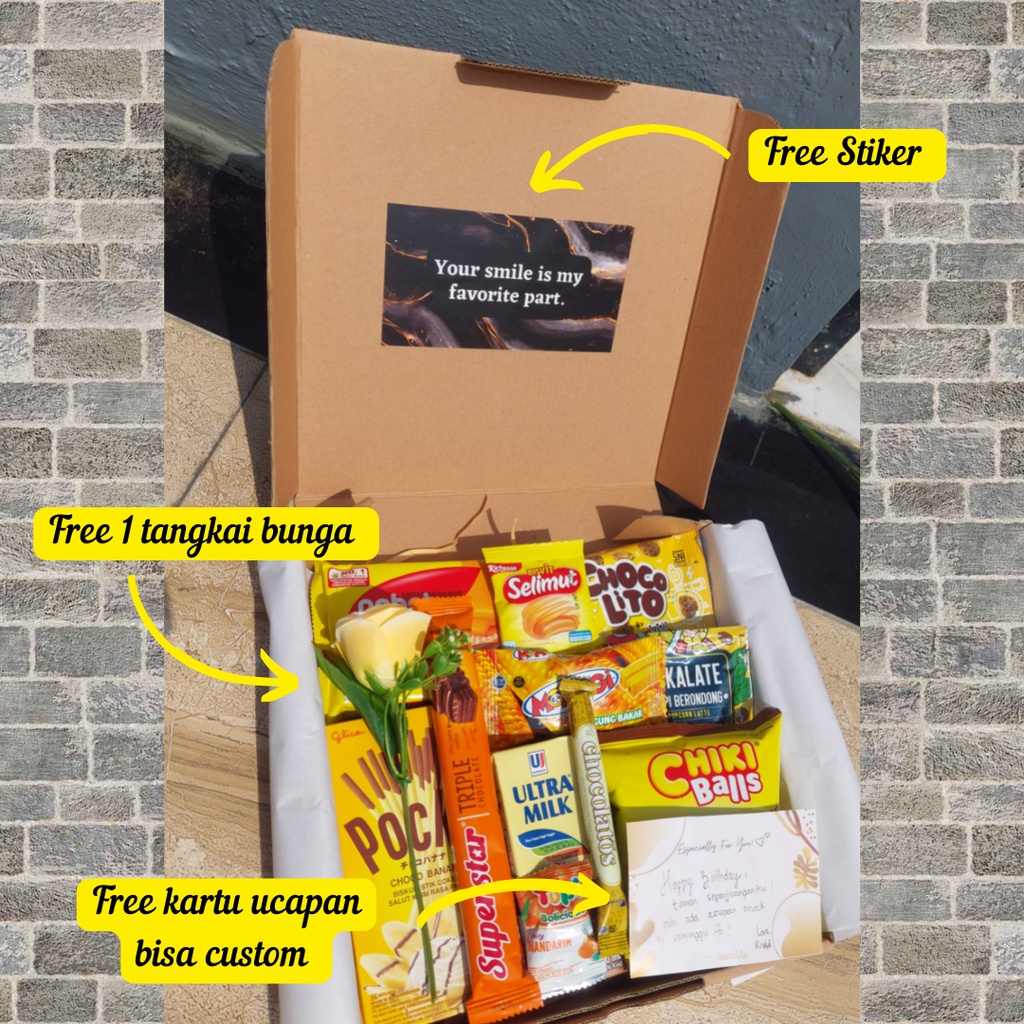

Hampers Snack / Snack Box Ulang Tahun / Graduation / Wisuda / Anniversary / Event, lain-lain