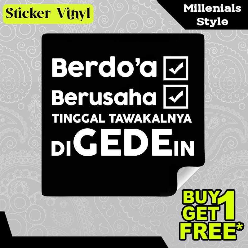 

Stiker Sticker Berdoa Berusaha Tawakal Gambar Unik Desain Keren dan Kekinian Aesthetic Bahan Vinyl Satuan Anti Air
