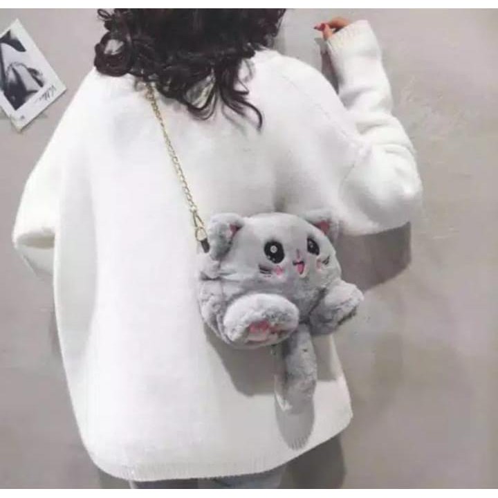 TAS SELEMPANG BULU WANITA BONEKA BULU POKEMON ARISTA