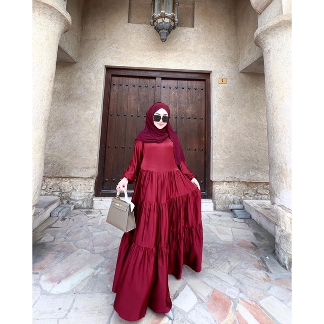 Dress tingkat polos original shellasaukia