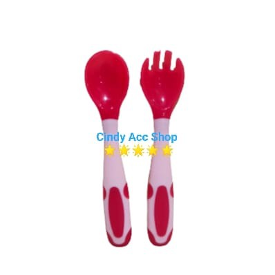 Baby Spoon &amp; Fork Set Preminum Sendok &amp; Garpu Bayi Sensor Panas AL007