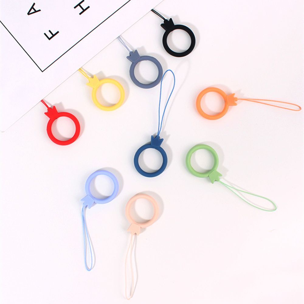 Chookey Tali Lanyard Silikon Anti Hilang / Noda Multi Warna Dengan Liontin Mahkota Untuk Handphone