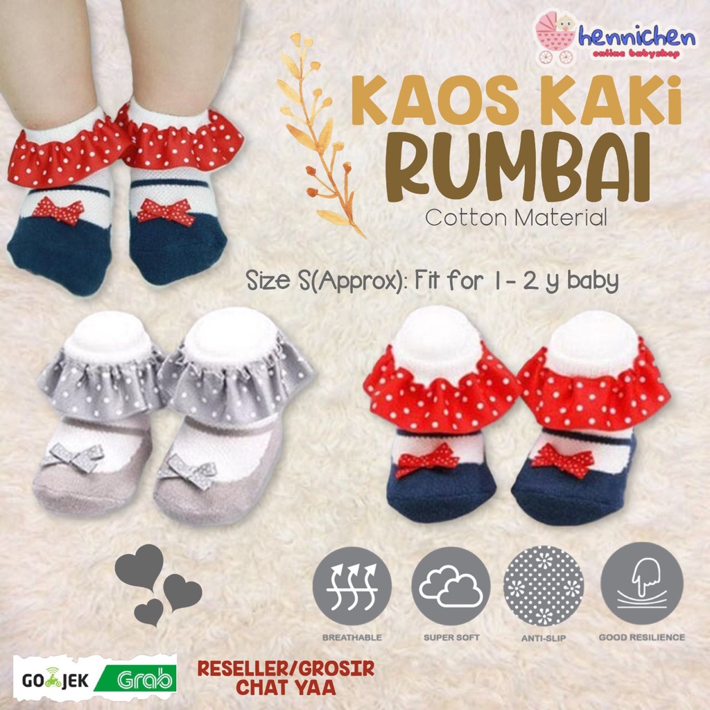 KAOS KAKI RUMBAI CRIB CUTE FASHION BAHAN KATUN