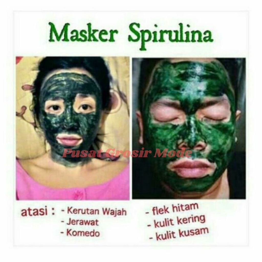 Masker Spirulina Serbuk Bubuk Kapsul Natural Herbal Mask ORI PGM M04