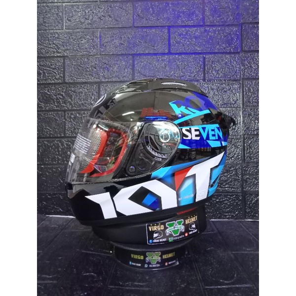 HELM FULLFACE KYT RC7 MOTIF#19 AQUA BLUE ORIGINAL SNI DOT