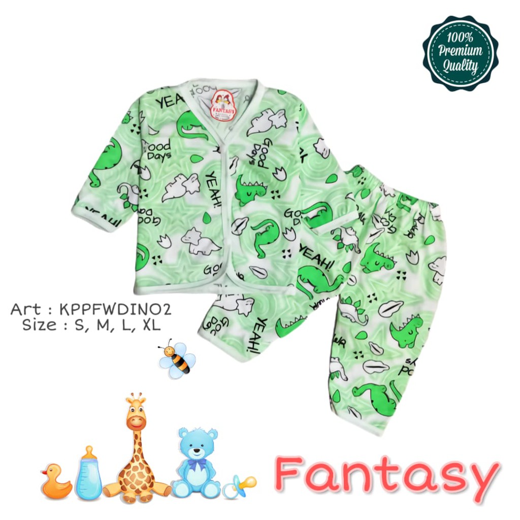 Stelan Baju Anak Panjang Kancing 0 - 3 Tahun / Baju Tidur Anak / Piyama Anak Katun