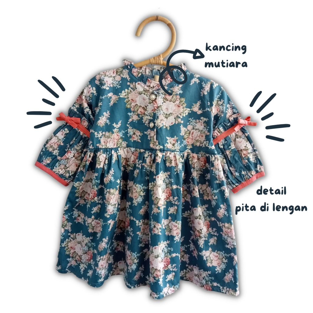 dress anak perempuan balita baby tunik anak bayi 1-3 tahun dress lengan panjang bayi baby balita MARINA DRESS