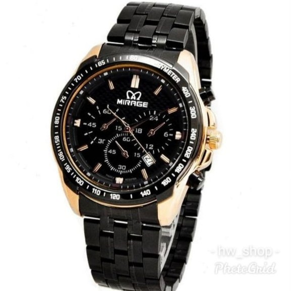 Jam Tangan Pria Mirage 8535 Hitam Rosegold Original