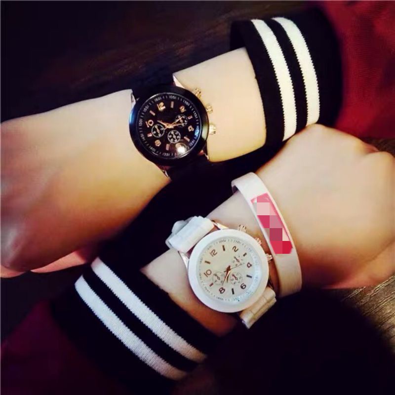 JAM TANGAN KOMPPAS KOLOONIAAL STRIP RUBBER BEWARNA CASSUAL (BEPINK OFFICIAL)