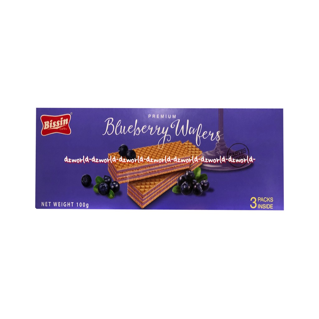 Bissin Blackcurreant Wafes Premium 100gr Biskuit Wafer Rasa Blueberry Waffle Cocoa Waffle 100 Gram Bisin Biksuit Thailand