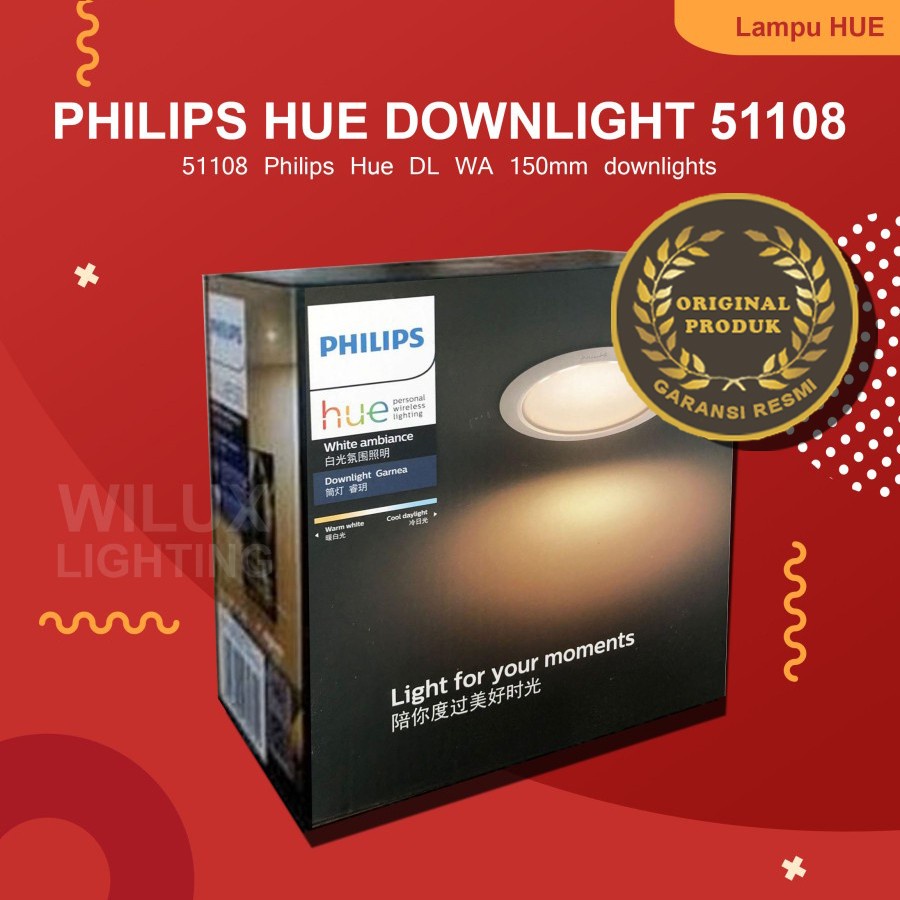 Jual PHILIPS HUE DOWNLIGHT 51108 11.5W 6" DL WA 150mm | Shopee Indonesia