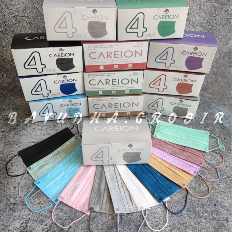 4PLY CAREION MASK 50 PC - MASKER 4PLY PREMIUM CAREION EARLOOP FACE MASK