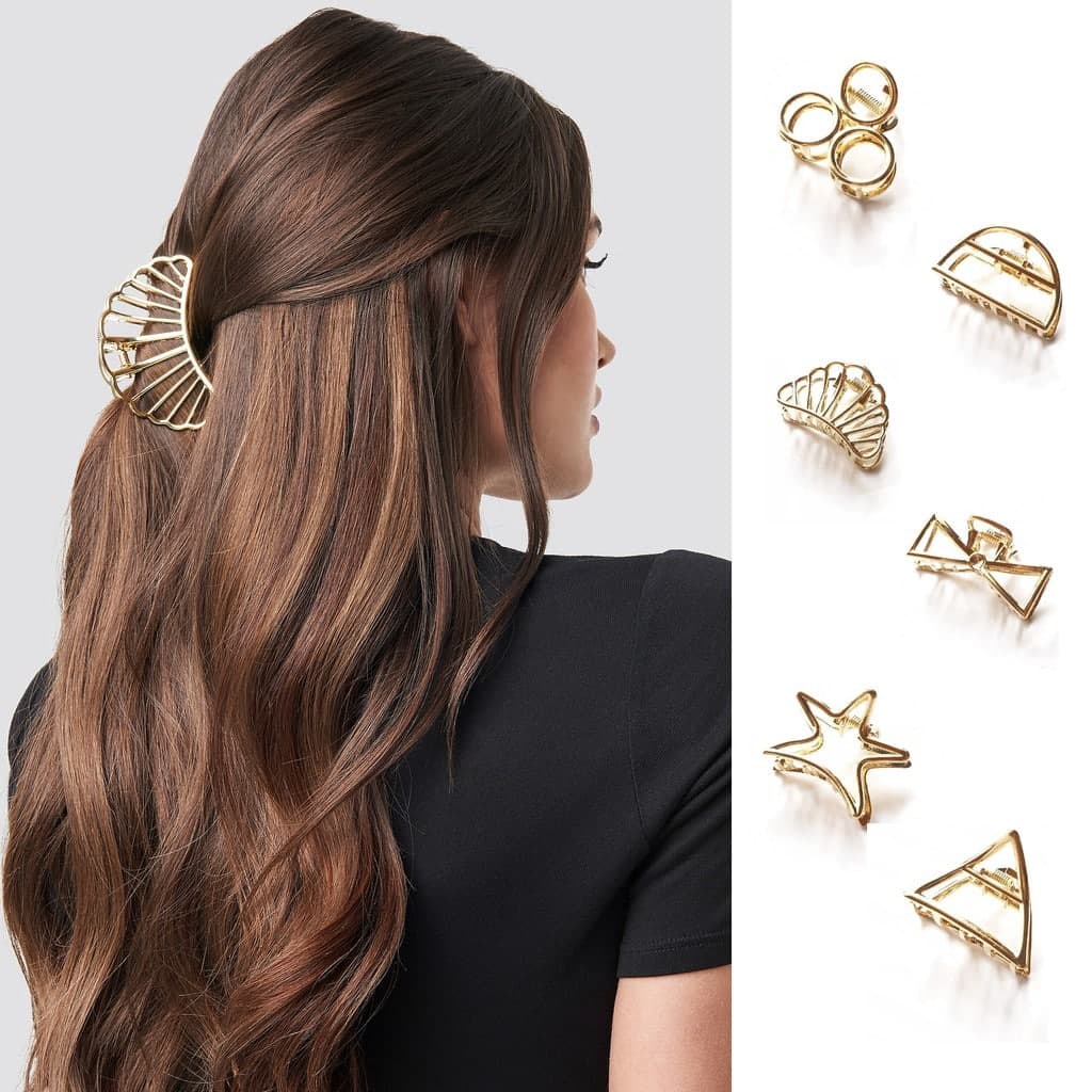 JEPIT RAMBUT GOLD MINIMALIS SIMPLE GAYA RETRO ALA KOREA LUCU AESTHETIC BAHAN ALLOY WARNA WANITA JEDAI JUMBO SR09