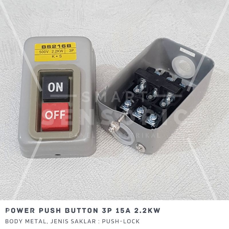 Jual Power Push Button Switch BS216B 15A 500v 2.2KW 3 Phase BS216B3