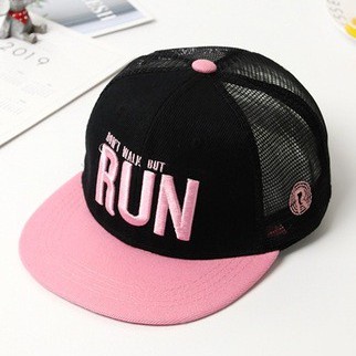 Topi Baseball Motif Bordir Tulisan Run Gaya Hip Hop Korea Untuk Anak Laki-Laki Dan Perempuan