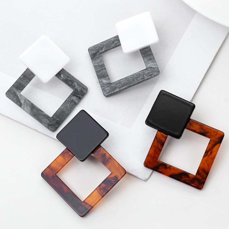 Glitter 1 Pair Geometric Vintage Acrylic Triangle Stud Earrings for Women Jewelry Gift