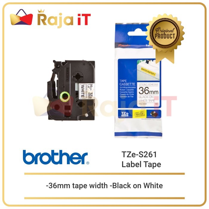 

BROTHER Label Tape TZE S261 Strong Adhessive 36mm Black On White
