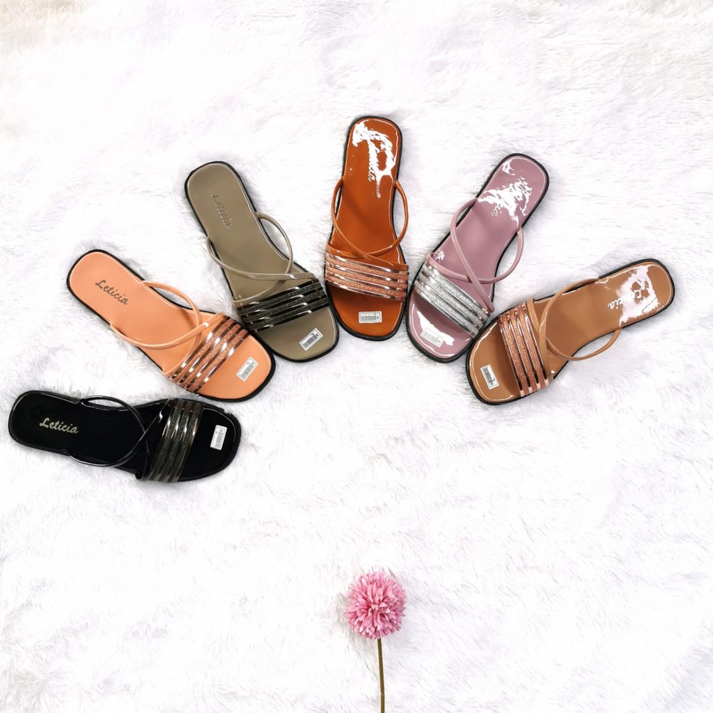 Leony - Sandal Mika Gliter Silang | Sendal Jelly Kilat