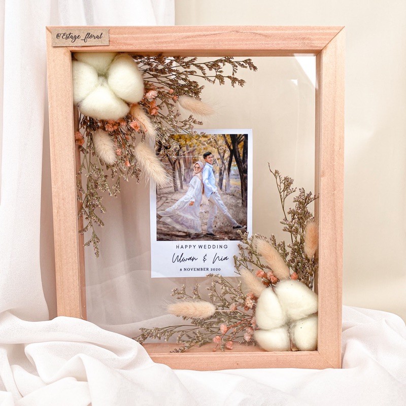 3D floating frame 8R , DRIED FLOWER IN FRAME double akrilik bunga kering di pigora (FREE BOX)