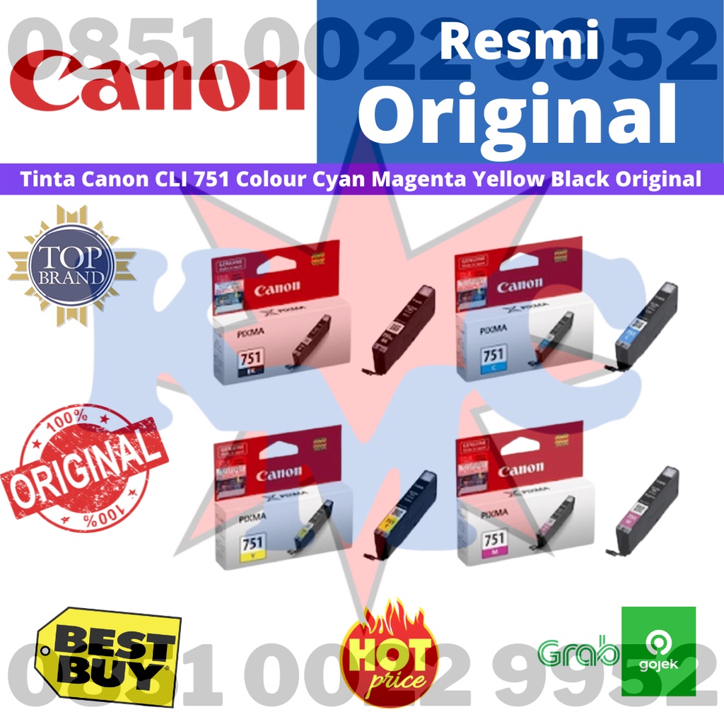 Tinta Canon CLI751 CLI 751 (BK C M Y) Original