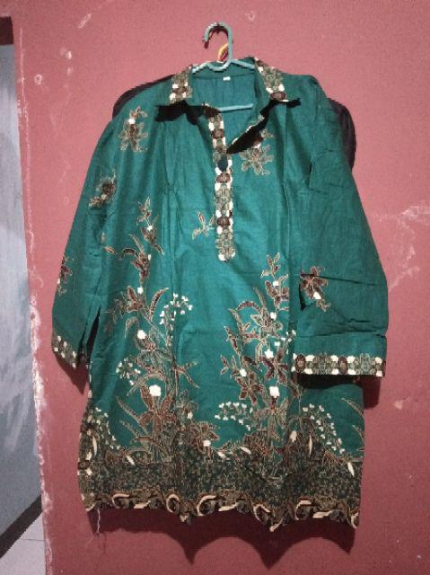 Batik Tunik Shibori Jumputan Terbaru Size S-3l / Hrb026 Yelbor Navbor / Biru Putih / Original..