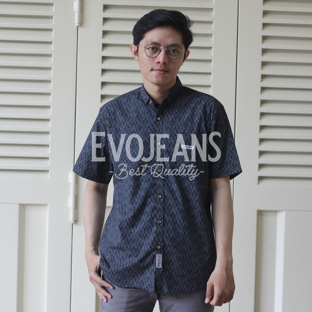 KEMEJA PRINTING PRIA LENGAN PENDEK PREMIUM KUALITAS DISTRO JAHITAN RAPI CORAK KEREN // EVO JEANS