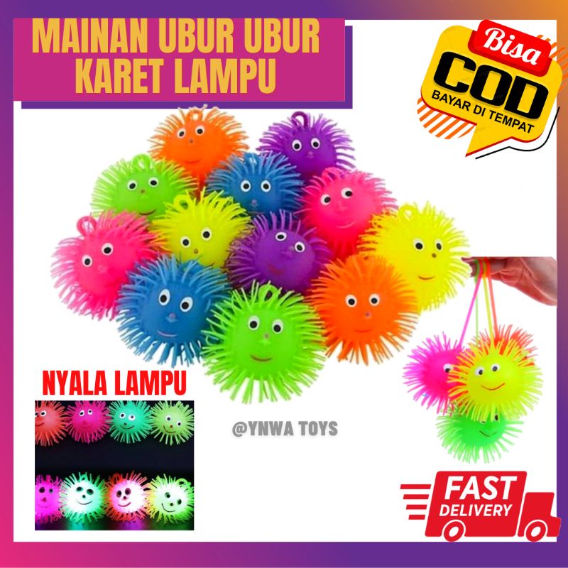 MAINAN ANAK BAYI BALITA BOLA UBUR UBUR KARET NYALA LAMPU LED