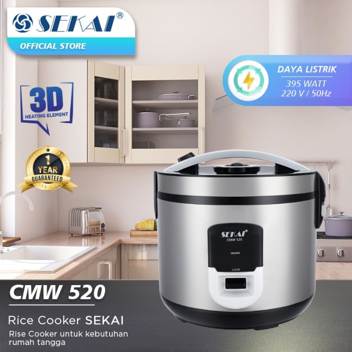 SEKAI Rice Cooker 3in1 CMW 520 Penanak Nasi CMW520 Stainless 1,8 Lt - Silver