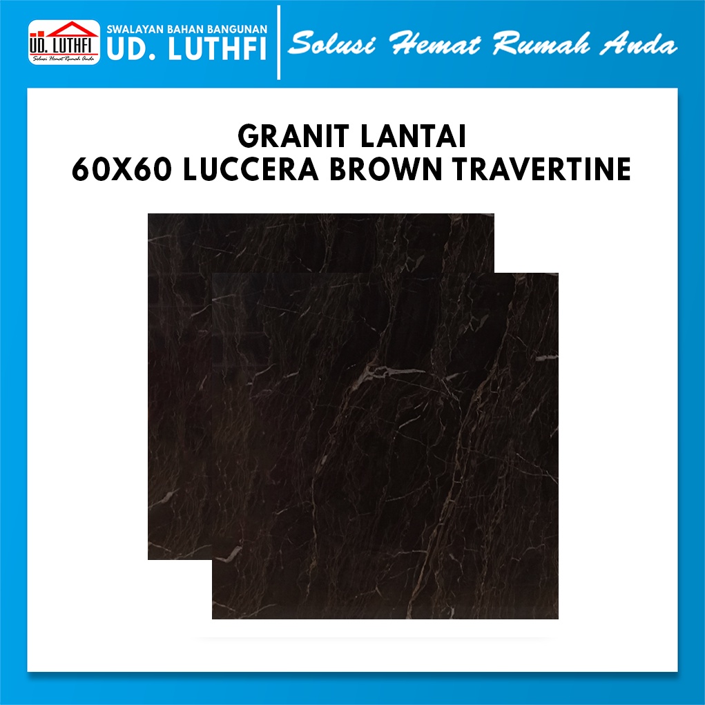 Granit Lantai Glazed Polished 60x60 Luccera Brown Travertine