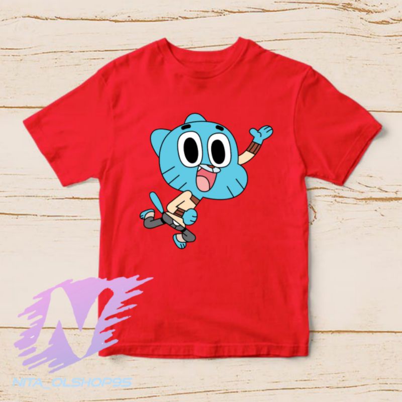 baju kaos anak karakter gumbal the amazing world of gumball