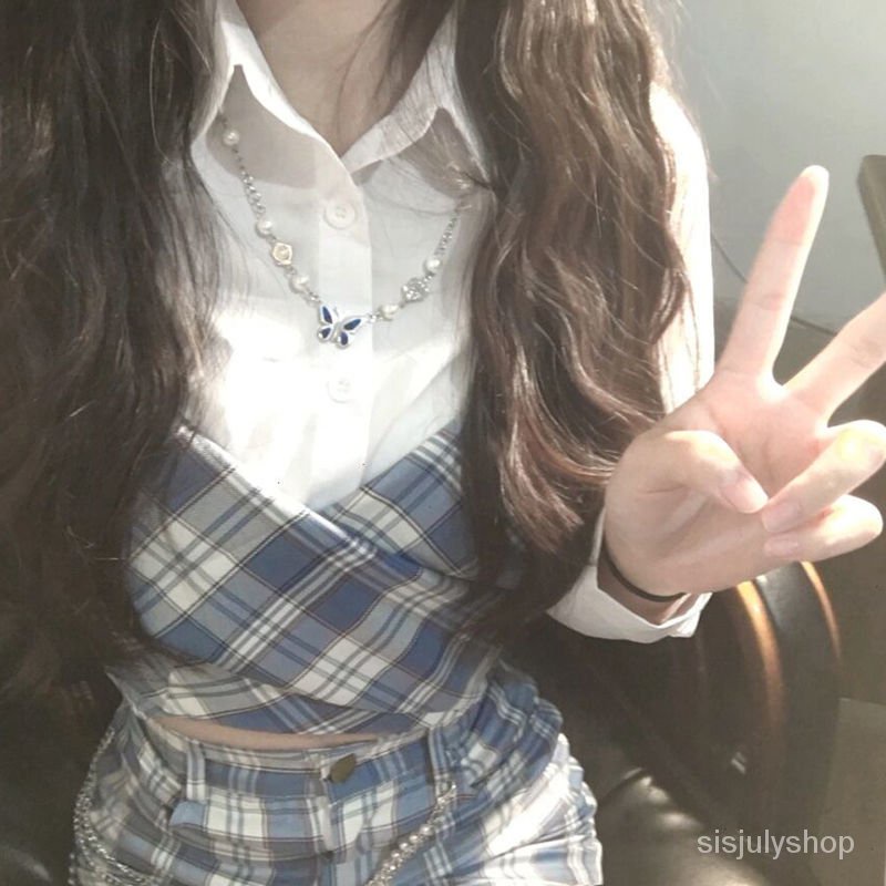 [✅BISA COD] #Sisjuly# [Setelan tiga potong] Desain sense niche rompi + kemeja lengan panjang + rok ramping pingg