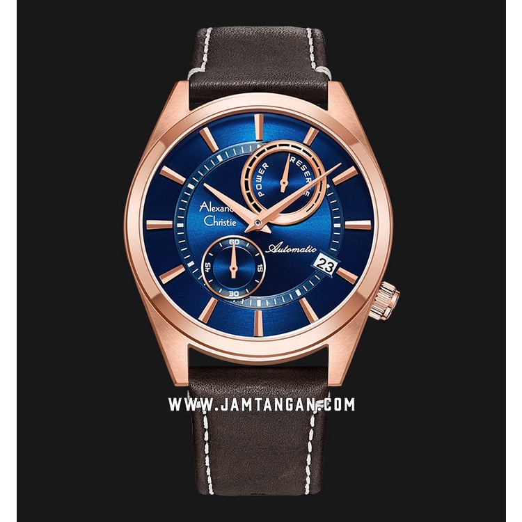 Alexandre Christie AC 3041 MA Automatic Man Blue Dial Brown Leather Strap