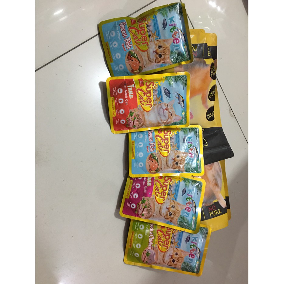 Makanan Kucing Supercat POUCH SASET Kitten Dan Adult 85gr