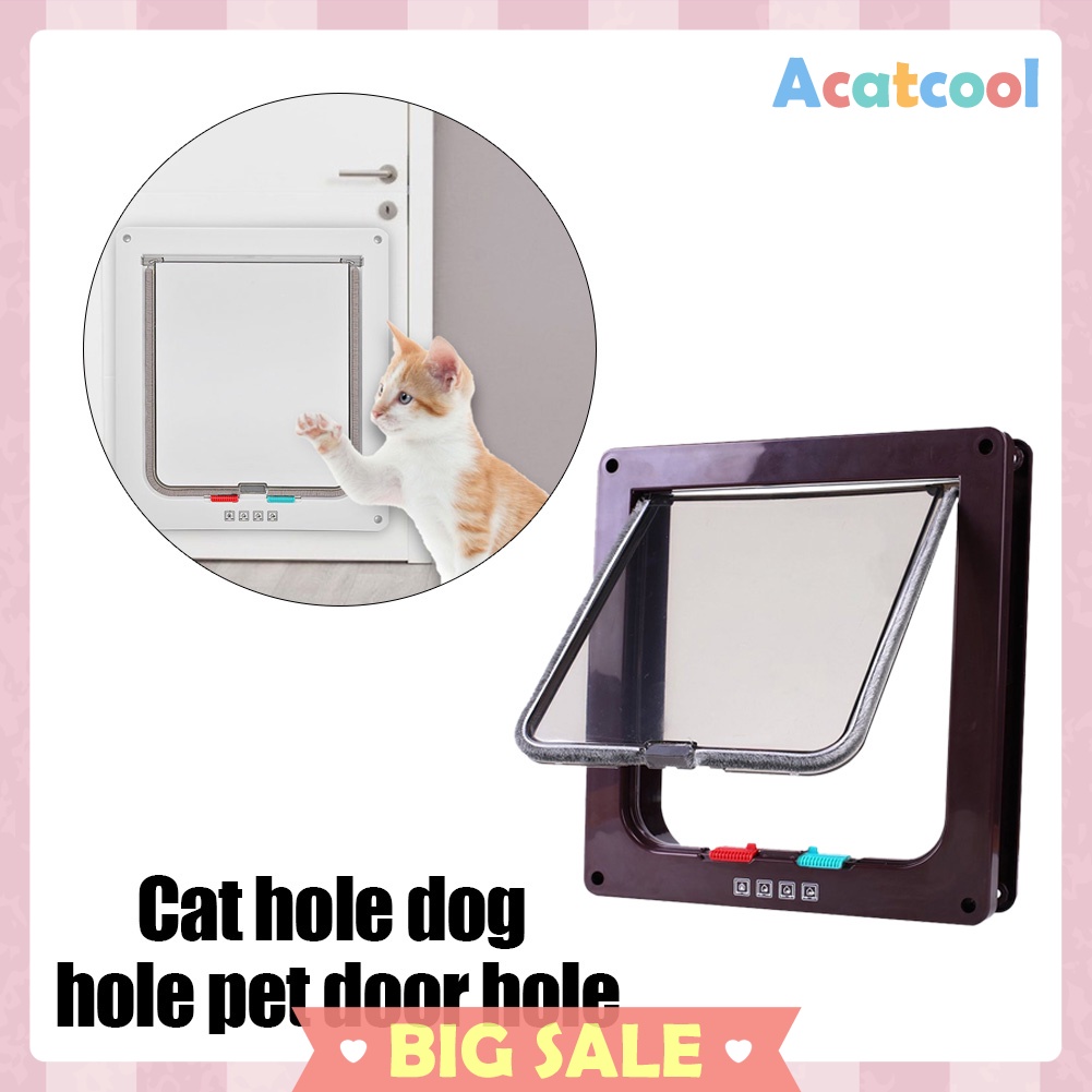 Dog Cat Flap Door with 4 Way Security Lock for Kitten Small Pet Door Gate